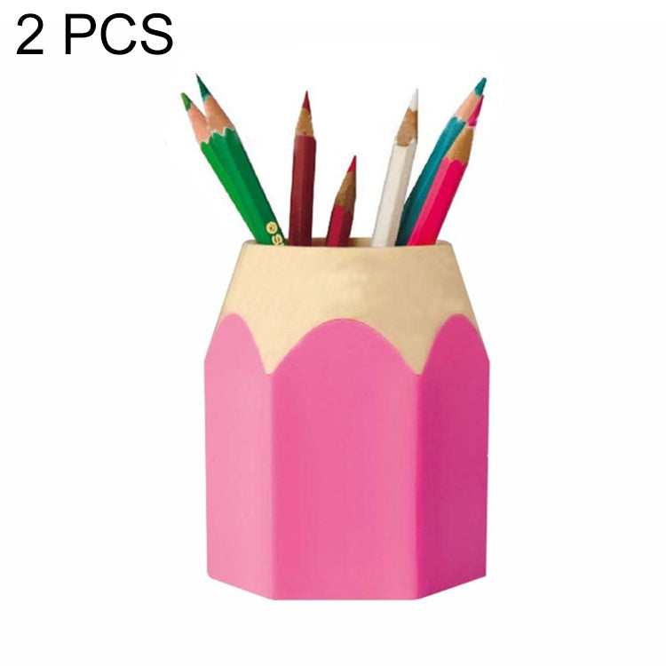 2 PCS Plastic Multifunction Pencil Shape Pen holder Removable Students Supplies Dual-Use Round Pen Holder