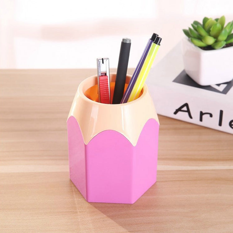2 PCS Plastic Multifunction Pencil Shape Pen holder Removable Students Supplies Dual-Use Round Pen Holder
