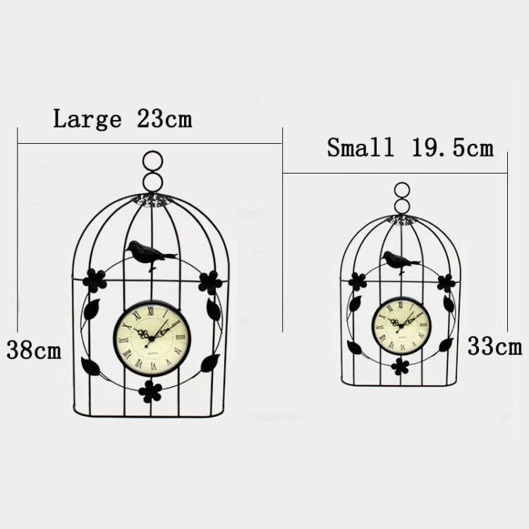 Home Stereo Birdcage Iron Art Wall Clock Digital Art Clock, Size: Large(Black)