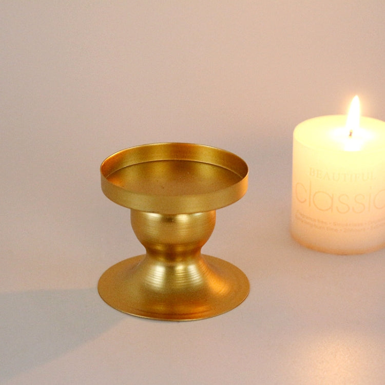 2 PCS DH20-33 Geometric Round Iron Candle Holder Window Home Photo Props(Golden)