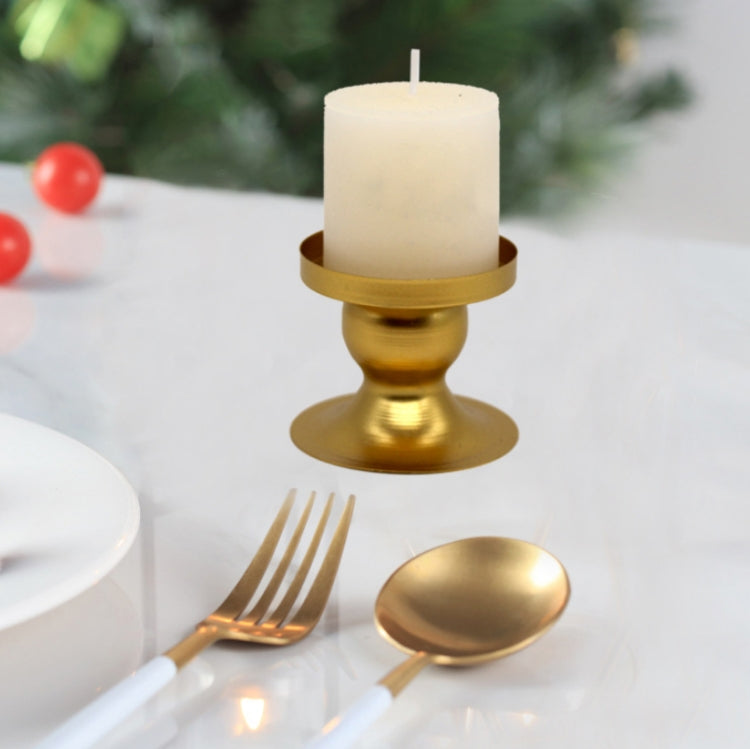 2 PCS DH20-33 Geometric Round Iron Candle Holder Window Home Photo Props(Golden)