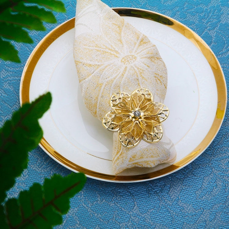 6 PCS CJK-1016 Western Restaurant Hotel Banquet Flower Shape Napkin Ring(Golden)