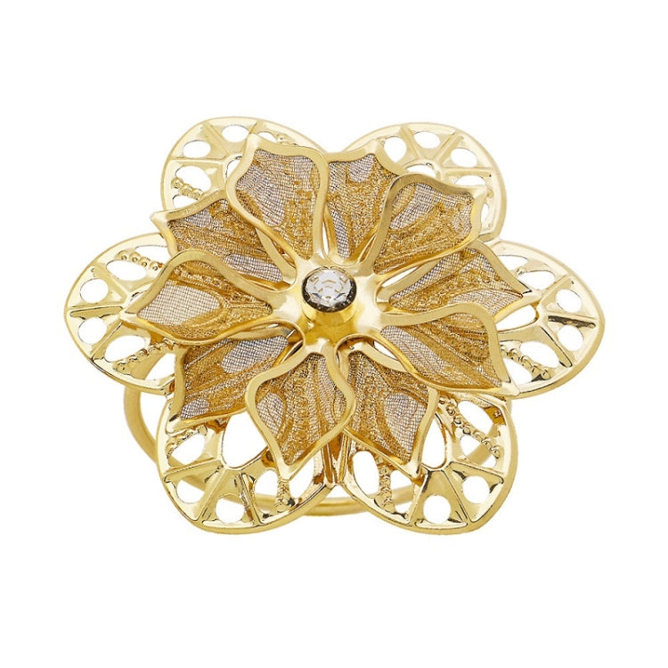6 PCS CJK-1016 Western Restaurant Hotel Banquet Flower Shape Napkin Ring(Golden)