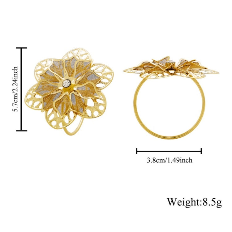 6 PCS CJK-1016 Western Restaurant Hotel Banquet Flower Shape Napkin Ring(Golden)