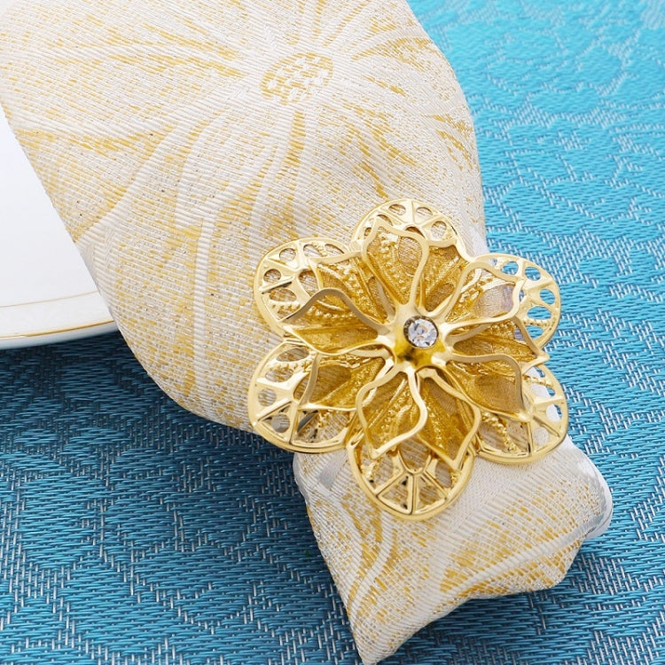 6 PCS CJK-1016 Western Restaurant Hotel Banquet Flower Shape Napkin Ring(Golden)