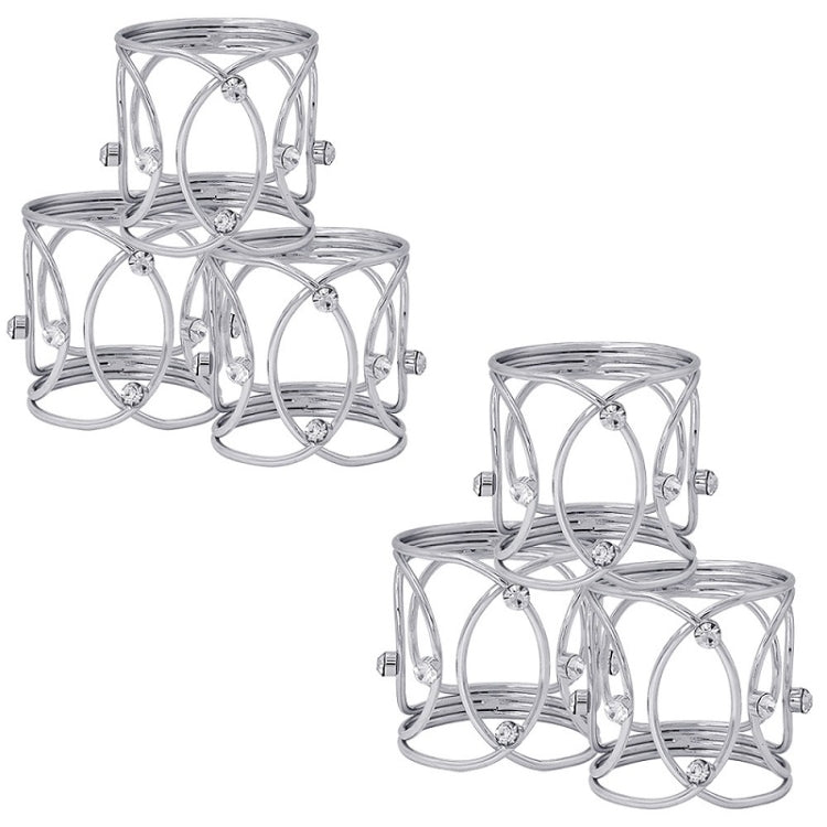 6 PCS CJK1019 Three-Dimensional Diamond-Studded Napkin Buckle Hotel Table Wedding Banquet Accessories