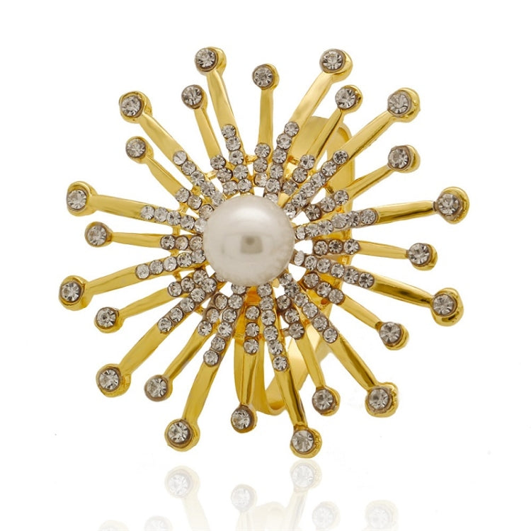 6 PCS LNR0001 Flower Napkin Button With Diamonds Wedding Banquet Decorations(Gold)