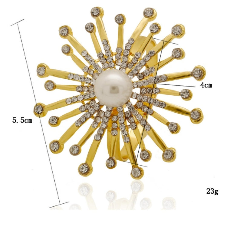 6 PCS LNR0001 Flower Napkin Button With Diamonds Wedding Banquet Decorations(Gold)