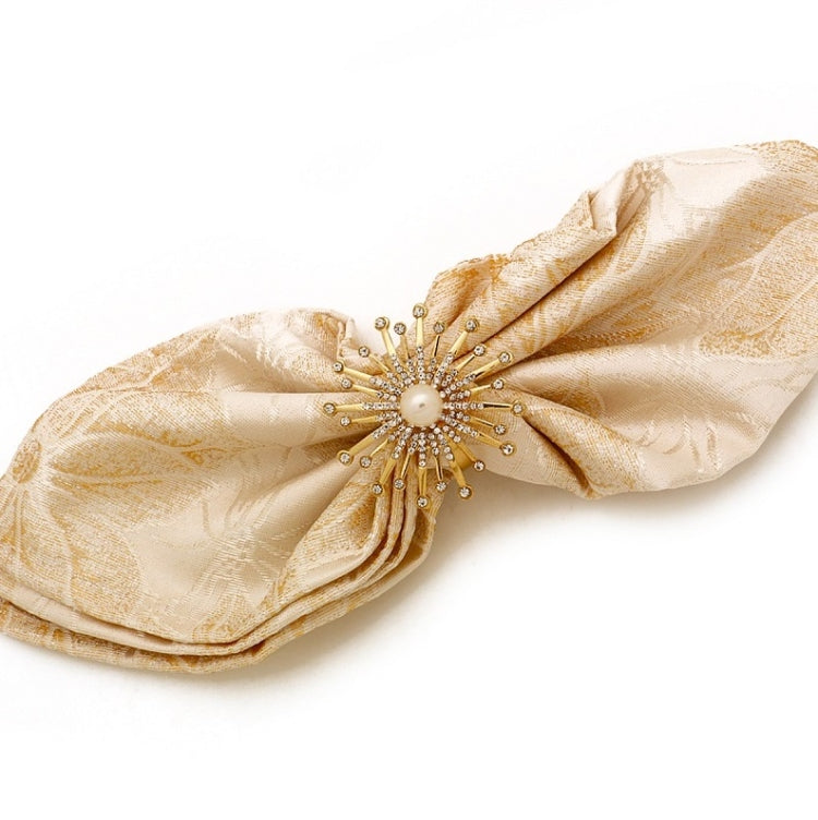 6 PCS LNR0001 Flower Napkin Button With Diamonds Wedding Banquet Decorations(Gold)