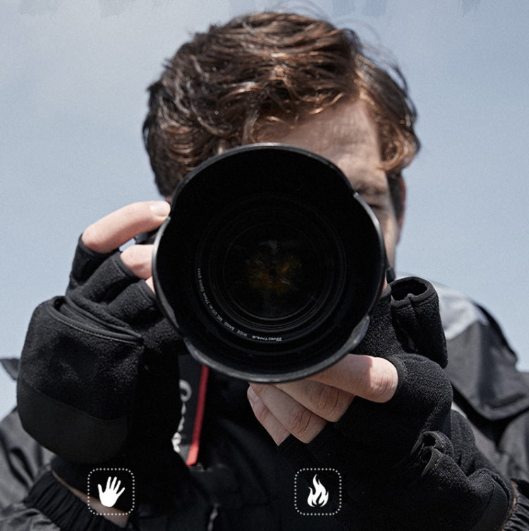 Winter Outdoor Cycling Photography Gloves Warm Polar Fleece Half-Finger Gloves, Size: M