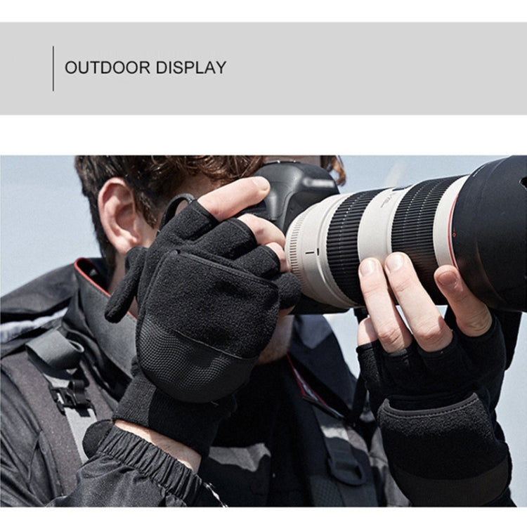Winter Outdoor Cycling Photography Gloves Warm Polar Fleece Half-Finger Gloves, Size: XL