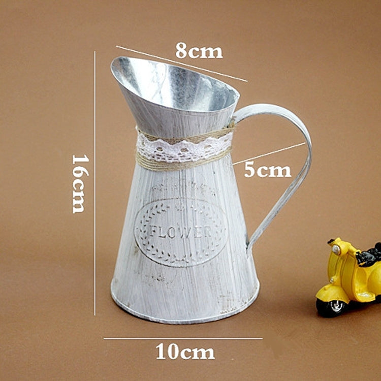 2 PCS Retro Distressed Iron Flower Bucket Flower Shop Decoration Handmade Hemp Rope Iron Flower Pot