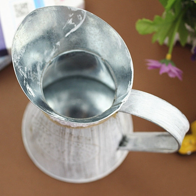 2 PCS Retro Distressed Iron Flower Bucket Flower Shop Decoration Handmade Hemp Rope Iron Flower Pot