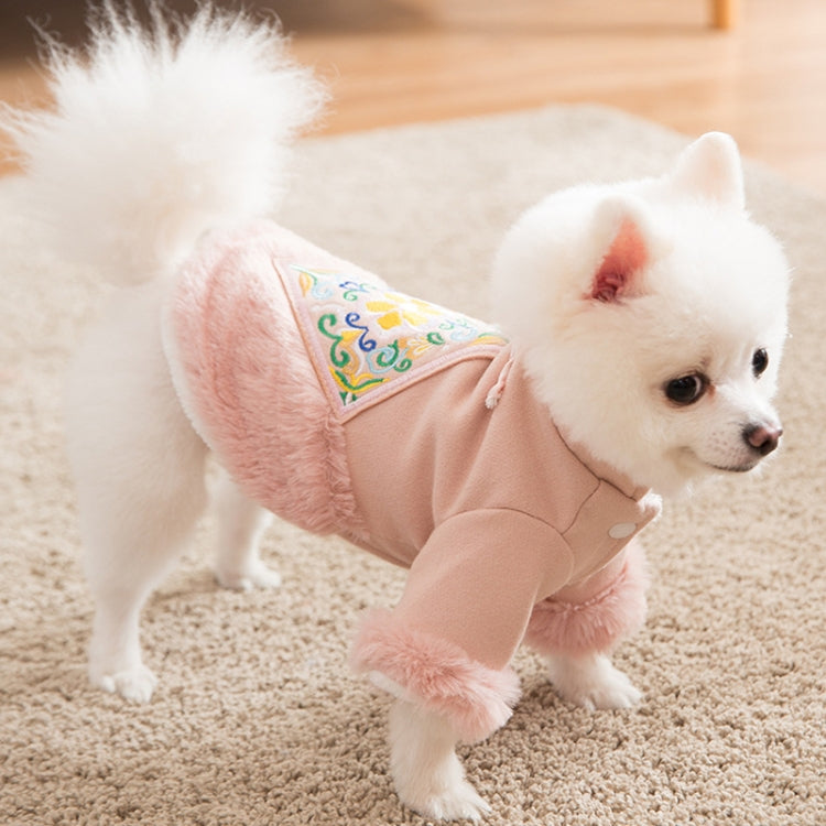 Puppy Dog Tang Suit Warm Clothes Teddy Autumn and Winter Clothes Pet Padded Princess Skirt, Size: S