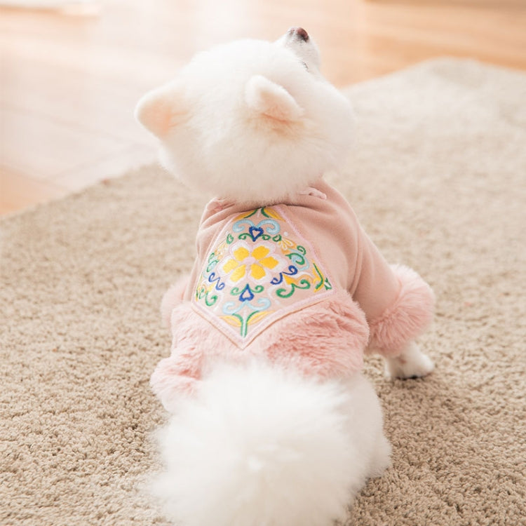 Puppy Dog Tang Suit Warm Clothes Teddy Autumn and Winter Clothes Pet Padded Princess Skirt, Size: S