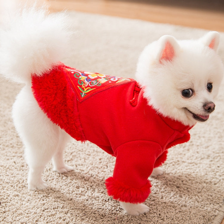 Puppy Dog Tang Suit Warm Clothes Teddy Autumn and Winter Clothes Pet Padded Princess Skirt, Size: S
