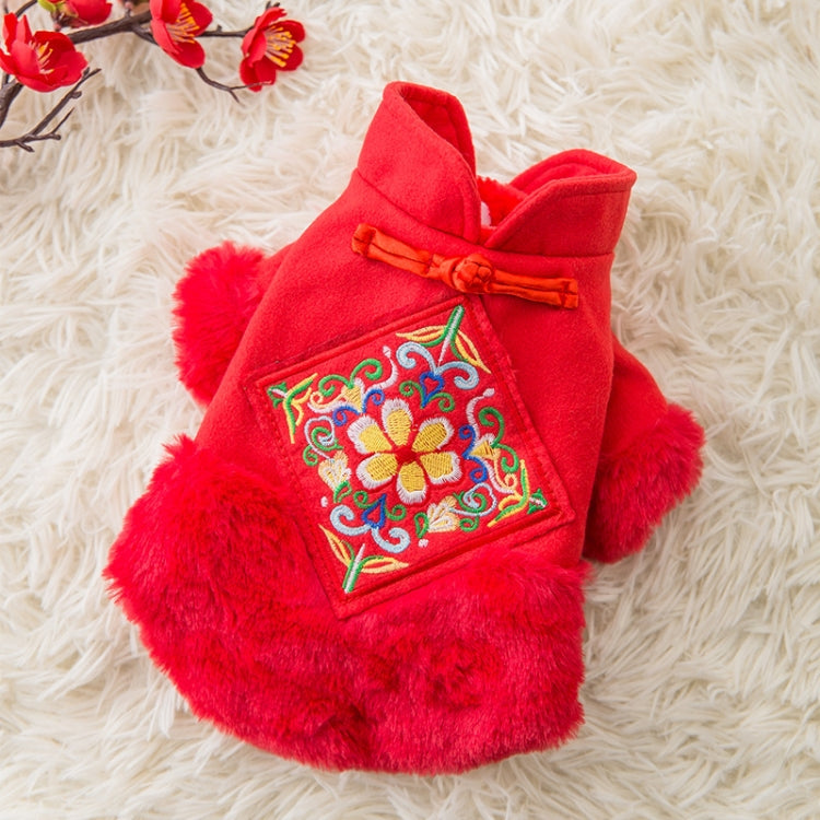 Puppy Dog Tang Suit Warm Clothes Teddy Autumn and Winter Clothes Pet Padded Princess Skirt, Size: S