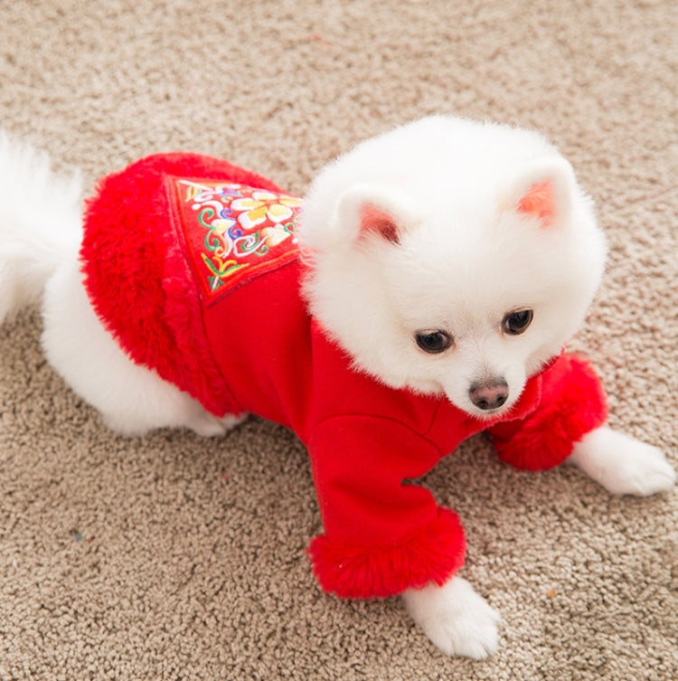 Puppy Dog Tang Suit Warm Clothes Teddy Autumn and Winter Clothes Pet Padded Princess Skirt, Size: S