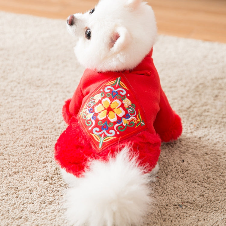 Puppy Dog Tang Suit Warm Clothes Teddy Autumn and Winter Clothes Pet Padded Princess Skirt, Size: S