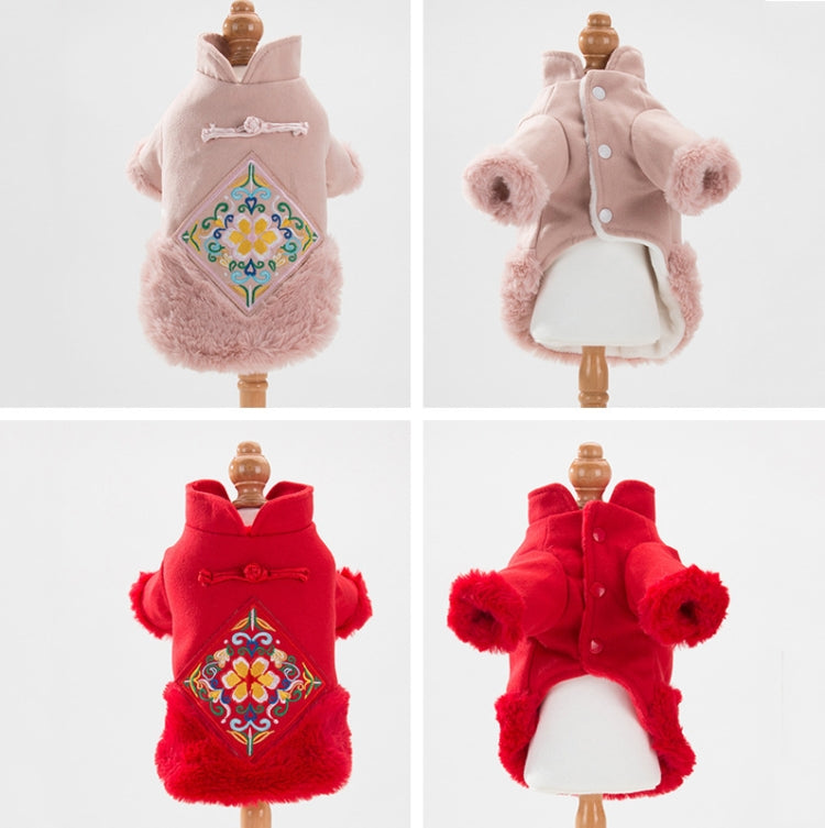Puppy Dog Tang Suit Warm Clothes Teddy Autumn and Winter Clothes Pet Padded Princess Skirt, Size: S