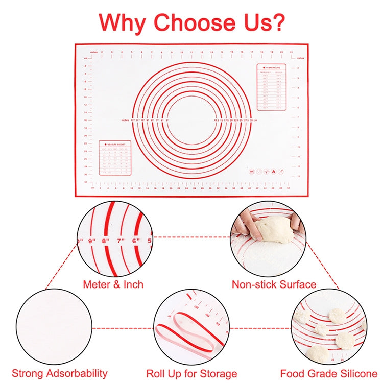 2 PCS Baking Dough Silicone Pad Non-slip Dough Pad