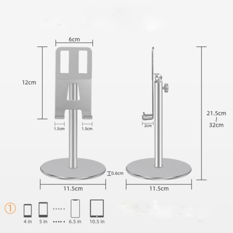 Adjustable Aluminum Alloy Tablet Mobile Phone Stand Special Desktop Stand for Live Broadcast