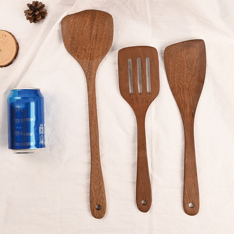 Long Handle Unpainted Chicken Wings Wooden Spatula Kitchen Utensils, Style:Square Curved Spade