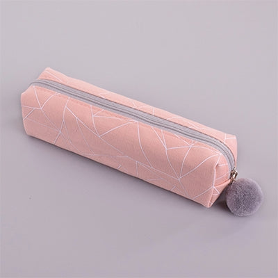 Concise Solid Color Girls Student Pencil Case School Stationery Canvas Pen Bag