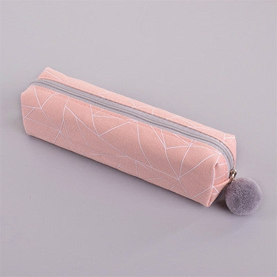 Concise Solid Color Girls Student Pencil Case School Stationery Canvas Pen Bag