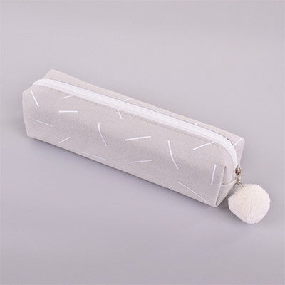 Concise Solid Color Girls Student Pencil Case School Stationery Canvas Pen Bag