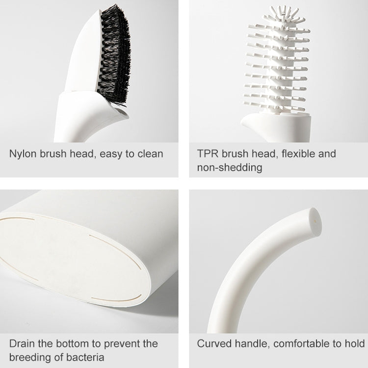 Wall-Mounted No Dead Corner Silicone Toilet Cleaning Brush Set