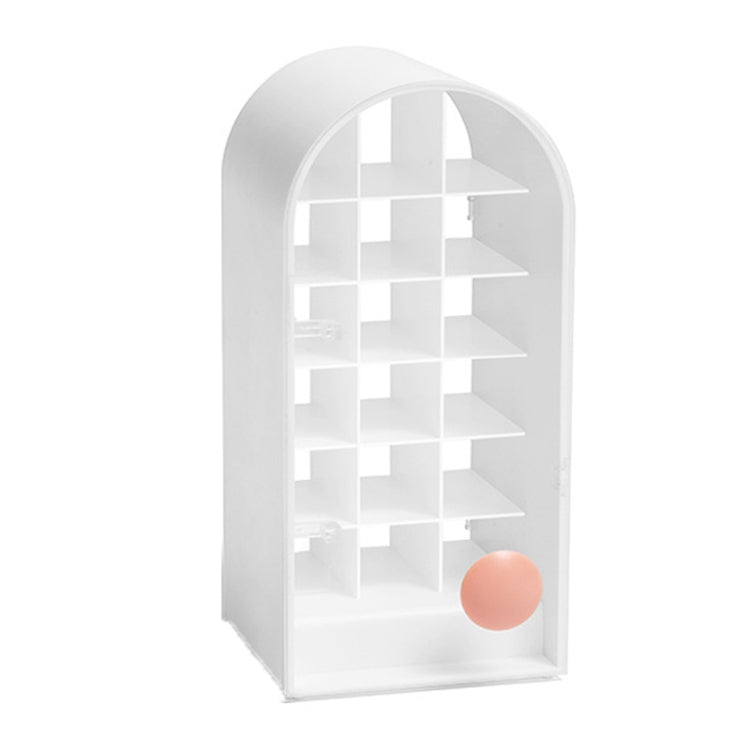 Lipstick Desktop Storage Box Handle Design Transparent Cosmetic Storage Box(White)