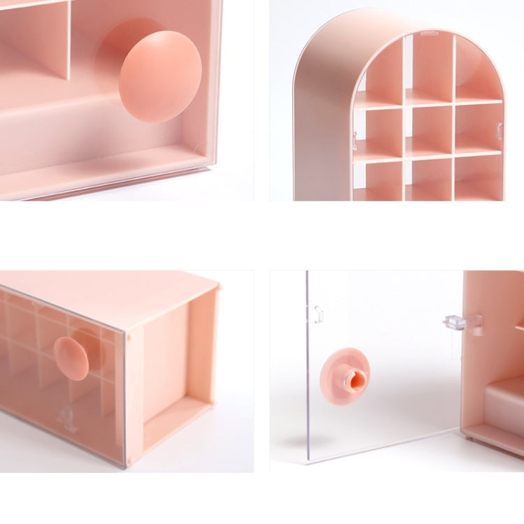 Lipstick Desktop Storage Box Handle Design Transparent Cosmetic Storage Box(White)