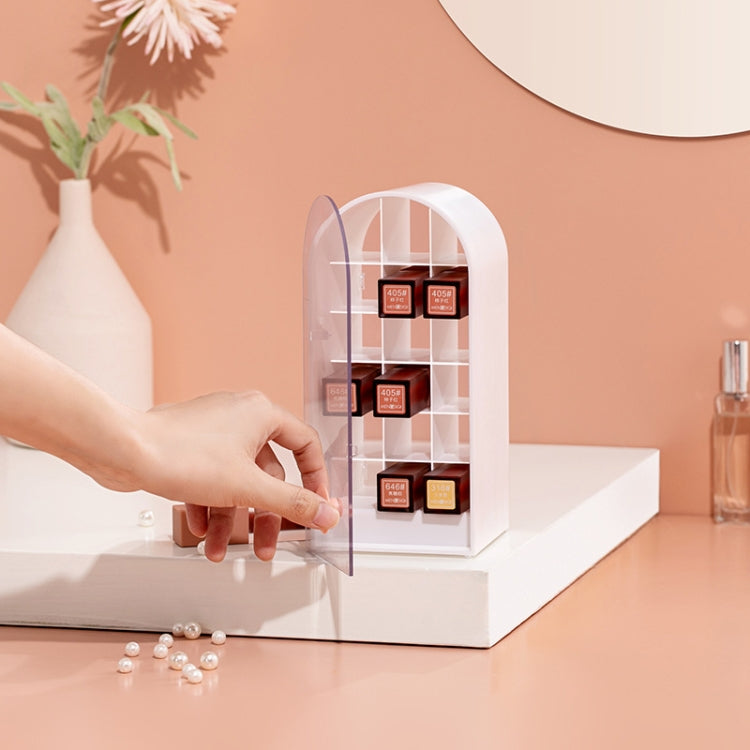 Lipstick Desktop Storage Box Handle Design Transparent Cosmetic Storage Box(White)