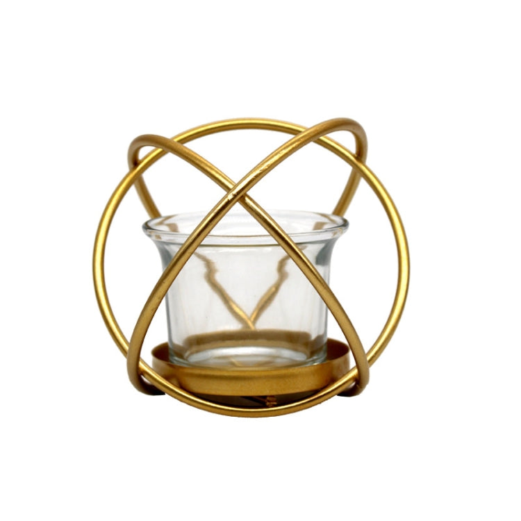 2 PCS Creative Iron Art  Aromatherapy Candle Holder Desktop Decoration Geometric Metal Candle Holder, Colour: Golden