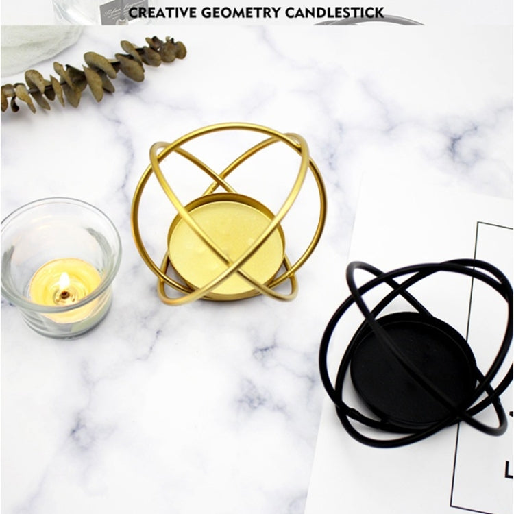 2 PCS Creative Iron Art  Aromatherapy Candle Holder Desktop Decoration Geometric Metal Candle Holder, Colour: Golden
