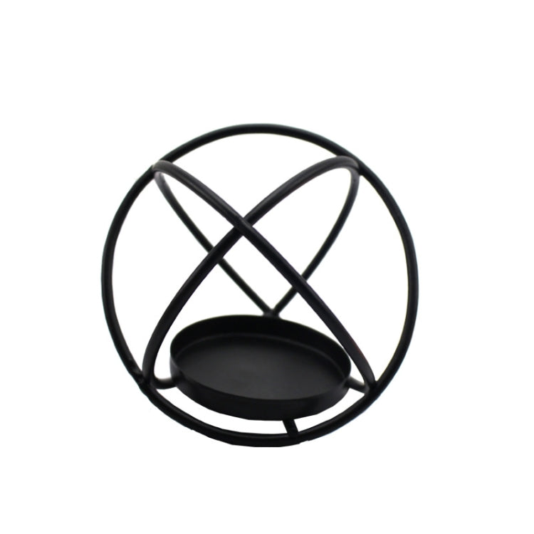 2 PCS Creative Iron Art  Aromatherapy Candle Holder Desktop Decoration Geometric Metal Candle Holder, Colour: Black