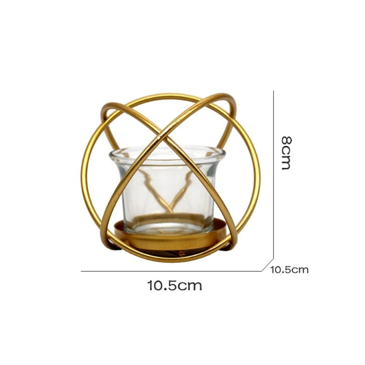 2 PCS Creative Iron Art  Aromatherapy Candle Holder Desktop Decoration Geometric Metal Candle Holder, Colour: Black