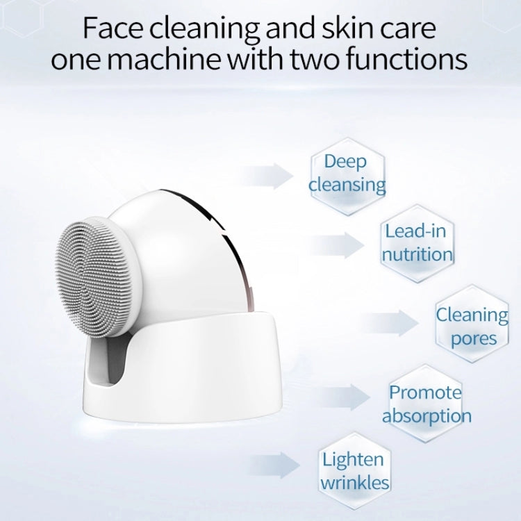 Electric Silicone Cleansing Instrument Facial Pore Cleaner Thermal Beauty Instrument(White)