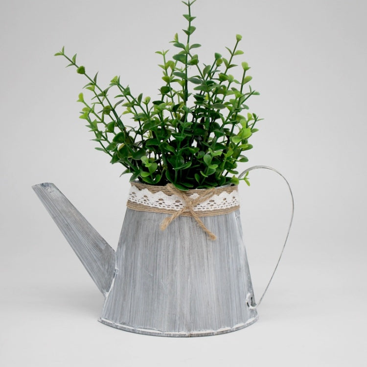 2 PCS Pastoral Simulation Flower Ornaments Wrought Iron Flower Pots Dining Table Potted Ornaments, Colour: Grey