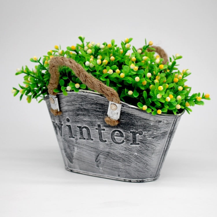 2 PCS Pastoral Simulation Flower Ornaments Wrought Iron Flower Pots Dining Table Potted Ornaments, Colour: Black