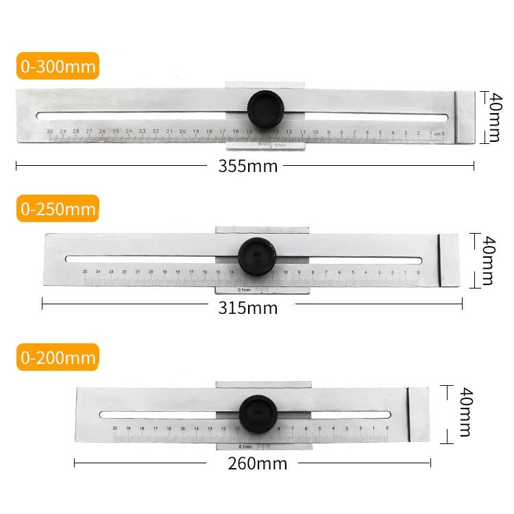 0-200mm Portable Woodworking Scribing Marker Ruler