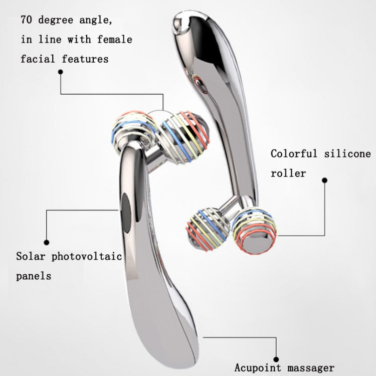 Lifting Face Roller Massager Micro Current 3D Beauty Instrument Importer(Silver)