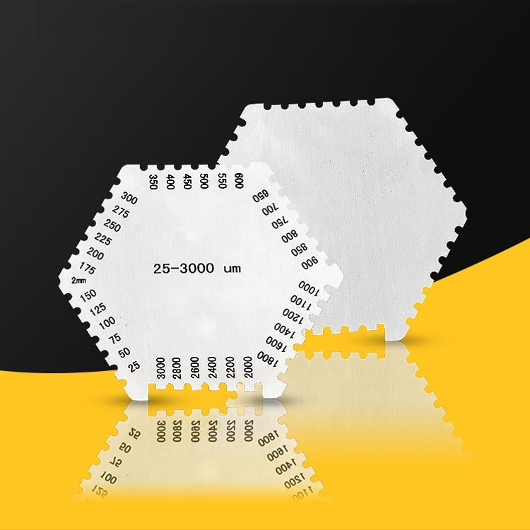 2 PCS Stainless Steel Hexagonal Wet Film Comb Paint Wet Film Thickness Gauge Comb Gauge Wet Film Card Wet Film Thickness Gauge