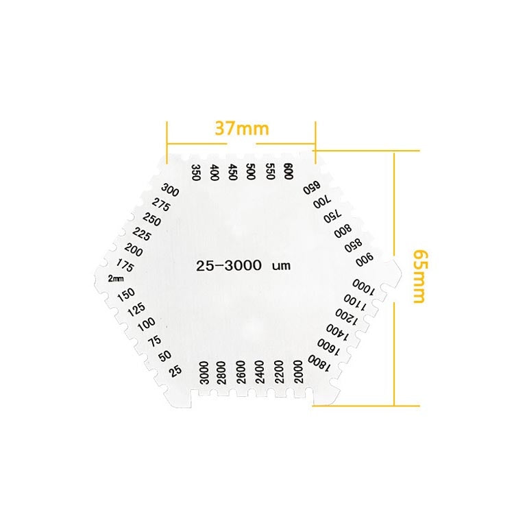 2 PCS Stainless Steel Hexagonal Wet Film Comb Paint Wet Film Thickness Gauge Comb Gauge Wet Film Card Wet Film Thickness Gauge