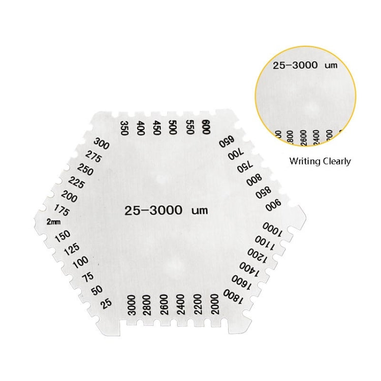 2 PCS Stainless Steel Hexagonal Wet Film Comb Paint Wet Film Thickness Gauge Comb Gauge Wet Film Card Wet Film Thickness Gauge