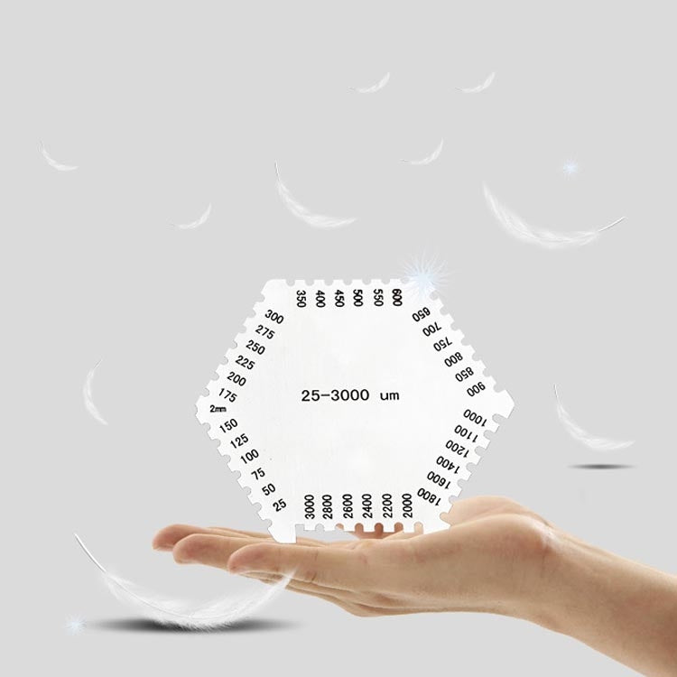 2 PCS Stainless Steel Hexagonal Wet Film Comb Paint Wet Film Thickness Gauge Comb Gauge Wet Film Card Wet Film Thickness Gauge