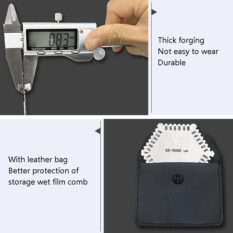 2 PCS Stainless Steel Hexagonal Wet Film Comb Paint Wet Film Thickness Gauge Comb Gauge Wet Film Card Wet Film Thickness Gauge