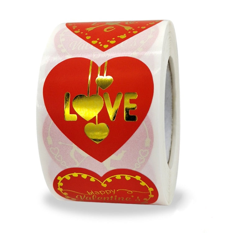 2 PCS K-70 Red Heart-shaped Hot Stamping Sticker Gift Decoration Sticker(3.8cm / 1.5inch)