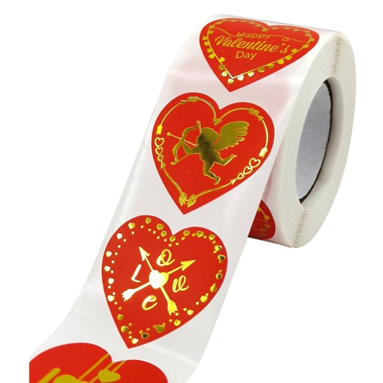 2 PCS K-70 Red Heart-shaped Hot Stamping Sticker Gift Decoration Sticker(3.8cm / 1.5inch)